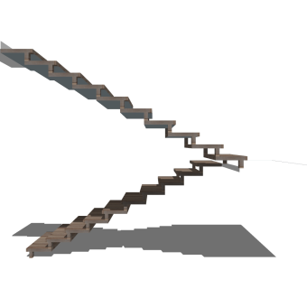 现代实木双跑平行楼梯草图大师模型，实木双跑平行楼梯sketchup模型免费下载