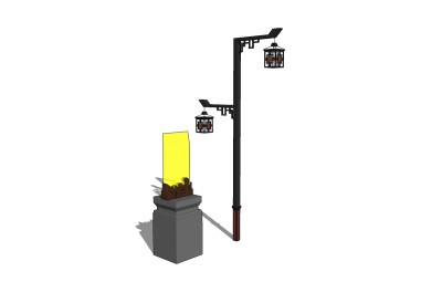 新中式景观灯草图大师模型，景观灯sketchup模型下载
