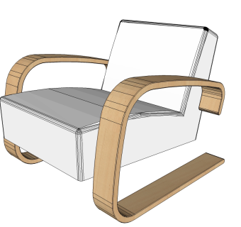 阿尔瓦·阿尔托现代单人沙发草图大师模型下载