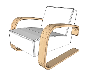 阿尔瓦·阿尔托现代单人沙发草图大师模型下载