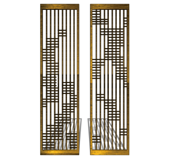 现代简约锈板草图大师模型，锈板su模型下载