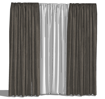 现代窗帘草图大师模型下载、现代窗帘su模型下载