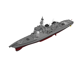 现代日本金刚级DDG-173驱逐舰草图大师模型，驱逐舰su模型下载