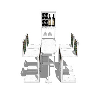 现代简约餐桌椅草图大师模型，餐桌椅skb文件