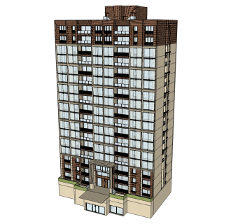 现代高层居民住宅楼草图大师模型，住宅楼skp文件下载