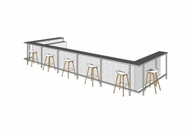 现代吧台免费su模型，吧台草图大师模型下载