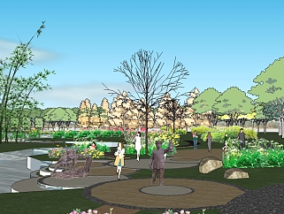 <em>湿地</em>公园景观su模型下载，公园sketchup模型