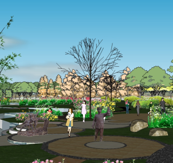 湿地公园景观su模型下载，公园sketchup模型