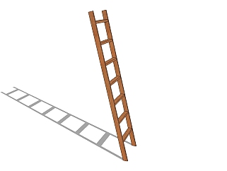 木梯子爬梯草图大师模型，梯子SU模型下载
