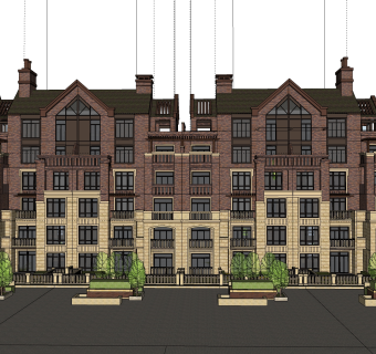 欧式别墅外观草图大师模型，SU模型免费下载