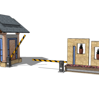 欧式入口大门SU模型下载，入口大门skb模型分享