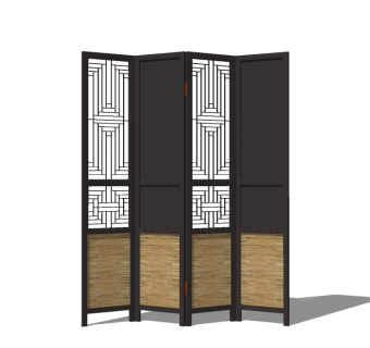 新中式屏风草图大师模型，屏风sketchup模型下载