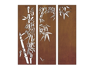 现代竹子图案锈板su模型，锈板sketchup模型下载