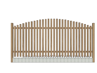 木质围墙栏杆su模型下载、木质围墙栏杆草图大师模型下载