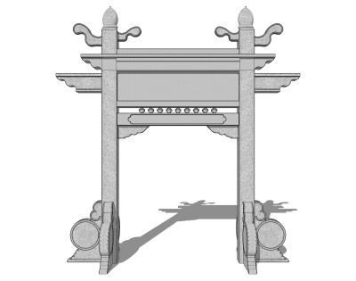 现代牌坊牌楼su模型下载，入口大门sketchup模型分享