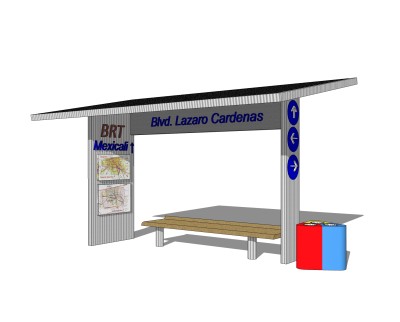 现代公交候车亭草图大师模型，公交候车亭sketchup模型下载