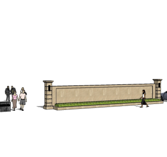 欧式入口大门SU模型下载，入口大门草图大师模型分享