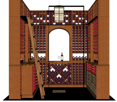 欧式酒柜酒架草图大师模型，酒柜sketchup模型下载