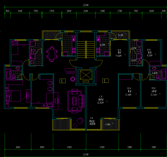一梯两户多层户型图，户型图CAD施工图纸下载