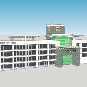 现代乡镇医院草图大师模型，医院sketchup模型下载