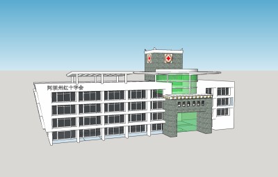 现代乡镇医院草图大师模型，医院sketchup模型下载