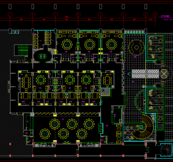 阿一鲍鱼海鲜酒家室内CAD施工图，海鲜酒家CAD建筑图纸下载