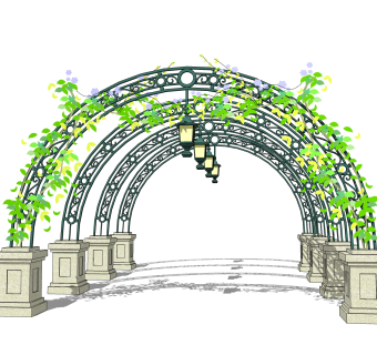 花架铁艺藤蔓sketchup模型下载