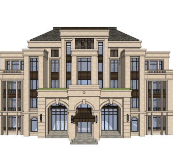 欧式别墅SU模型，别墅SKP模型下载