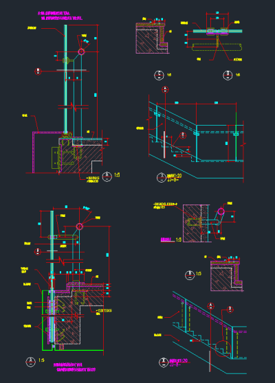最新楼梯栏杆节点CAD素材，楼梯栏杆CAD施工图纸下载