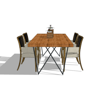 现代餐桌椅免费su模型，餐桌椅草图大师模型下载