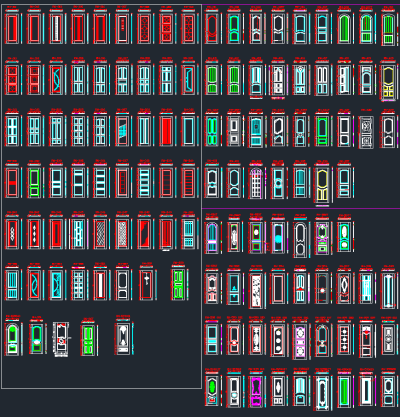 门扇款式CAD图库，门扇CAD施工图纸下载