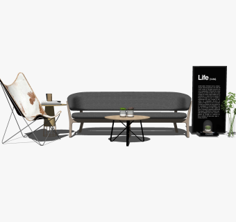 北欧布艺沙发组合su模型，沙发组合sketchup模型下载