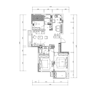 北欧三室两厅120㎡锦花园施工图CAD图纸dwg文件分享