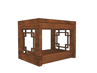 新中式床头柜草图大师模型，床头柜SU模型
