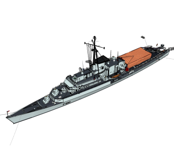 意大利山地步兵级FFG580号护卫舰草图大师模型，护卫舰SU模型下载