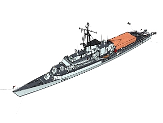 意大利山地步兵级FFG580号护卫舰草图大师模型，护卫舰SU模型下载
