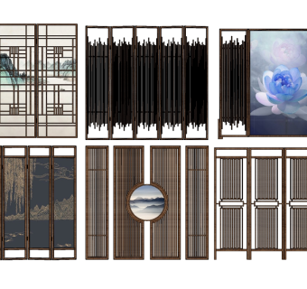 现代屏风隔断组合草图大师模型，屏风隔断sketchup模型skp文件分享