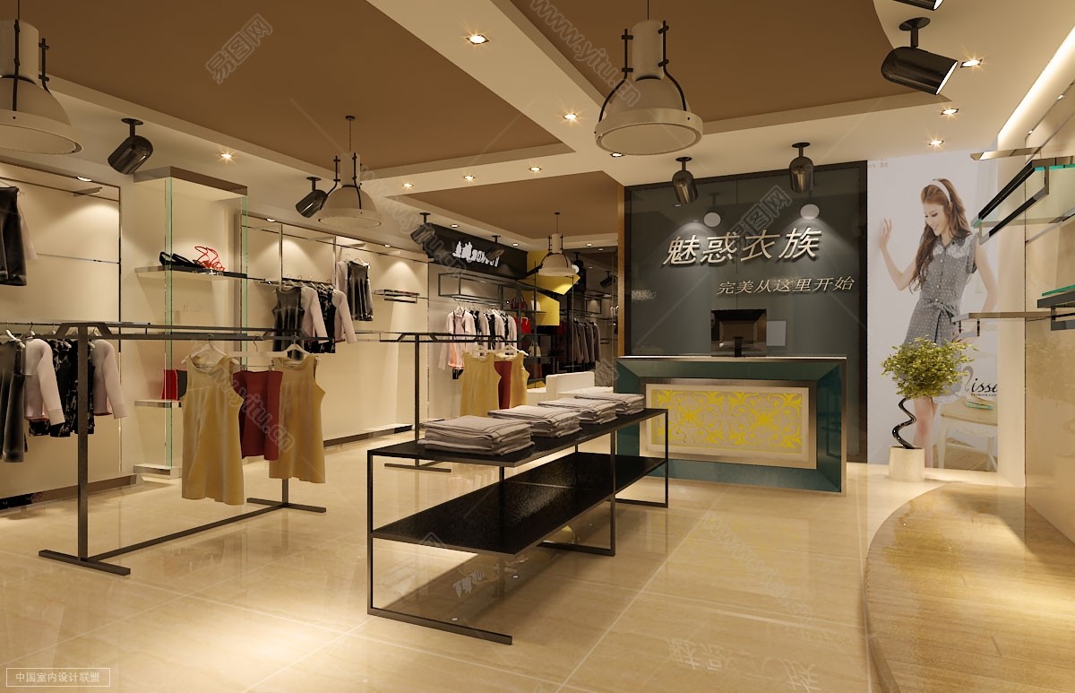现代服装店设计 - 效果图交流区-建E室内设计网