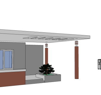 现代小区门卫亭su模型下载、小区门卫亭草图大师模型下载