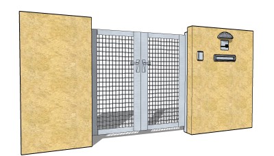 现代大门入口su模型下载、入口大门草图大师模型下载