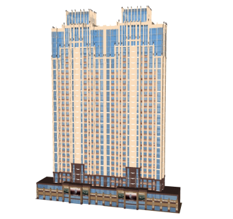 欧式高层住宅楼草图大师模型，住宅楼su模型下载