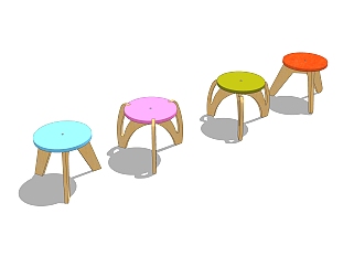 现代幼儿园<em>桌椅</em>草图大师模型，儿童<em>桌椅su</em>模型下载