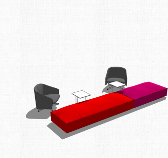 现代红色办公沙发草图大师模型，办公沙发skp模型下载