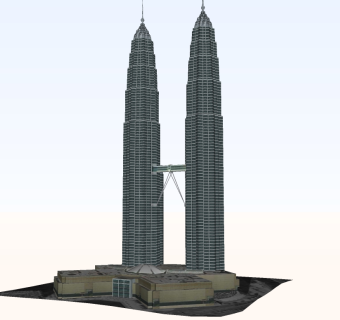 现代多层商业楼双塔楼su模型，商业楼sketchup模型免费下载