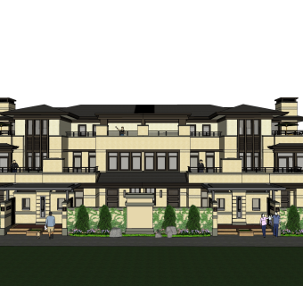 欧式别墅外观草图大师模型，SU模型免费下载