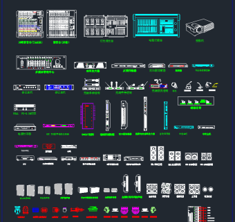 会议音响灯光器材CAD图库，机房弱电CAD施工图纸下载