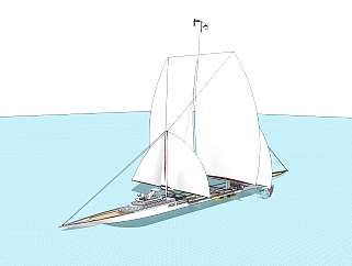 现代帆船免费su模型，帆船skp模型下载