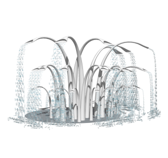 现代喷泉造型水景草图大师模型，喷泉造型水景sketchup模型免费下载