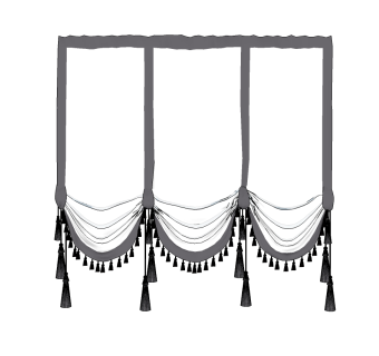 现代窗帘草图大师模型下载、现代窗帘su模型下载