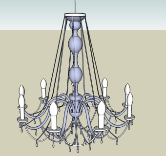 欧式客厅吊灯草图大师模型，客厅吊灯sketchup模型下载